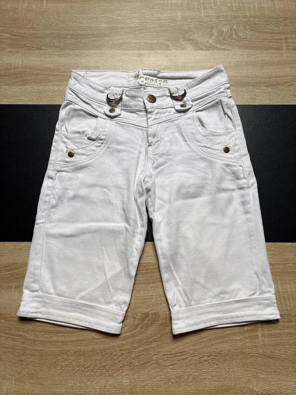 Pantacourt (au genoux) en jeans blanc taille S
